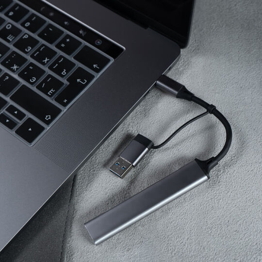 USB-хаб BRANCH 4 в 1, серый