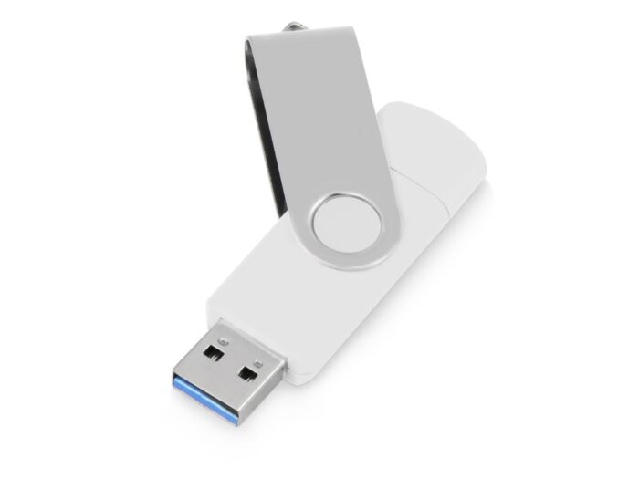 USB3.0/USB Type-C флешка на 16 Гб Квебек C, белый