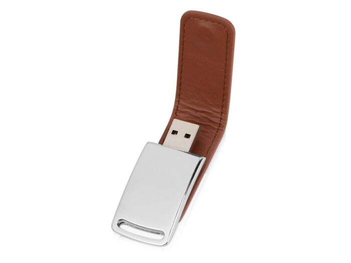 Флеш-карта USB 2.0 16 Gb с магнитным замком Vigo, светло-коричневый/серебристый