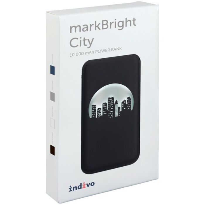 Аккумулятор с подсветкой markBright City, 10000 мАч, синий